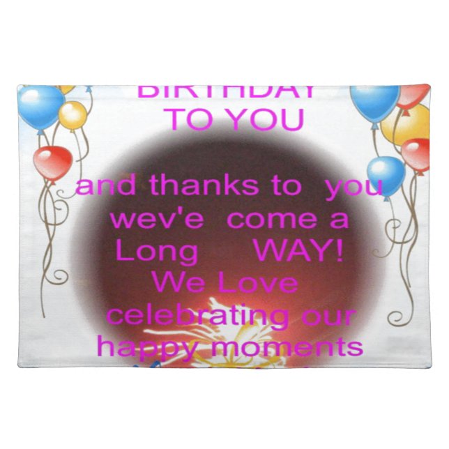 Happy Birthday to You Art Print Cloth Placemat (Front)