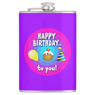 Happy Birthday To You Circle Design-47555 Flask