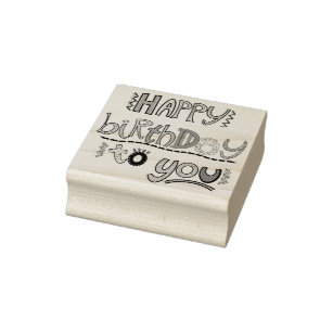 Happy Birthday to You Colorful Birthday Rubber Stamp