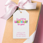 Happy Birthday to You Colorful Candle Personalized Gift Tags<br><div class="desc">Happy Birthday to you gift tags which you can personalize with your own custom text, such as your from message and names. Perfect for any child or young at heart friend or relation. The design has colorful candles lettered in cute and whimsical, groovy retro typography in pink, purple, lime green,...</div>
