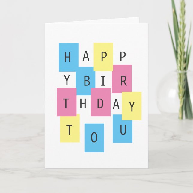Happy Birthday to You Colorful Puzzle Block Custom Card (Front)