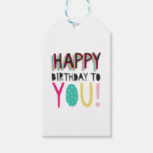 Happy Birthday to you colorful rainbow gift tag