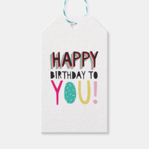 Happy Birthday to you colorful rainbow gift tag