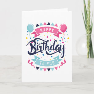 Happy birthday to you confetti and bunting card