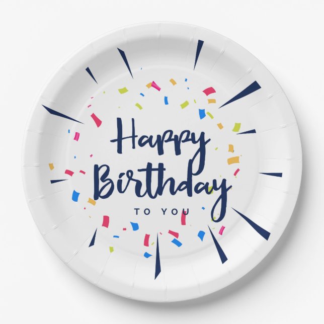 Happy birthday to you confetti paper plates (Front)