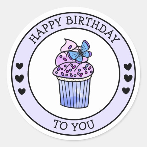 Happy Birthday To You Cute Cupcake Classic Round Sticker