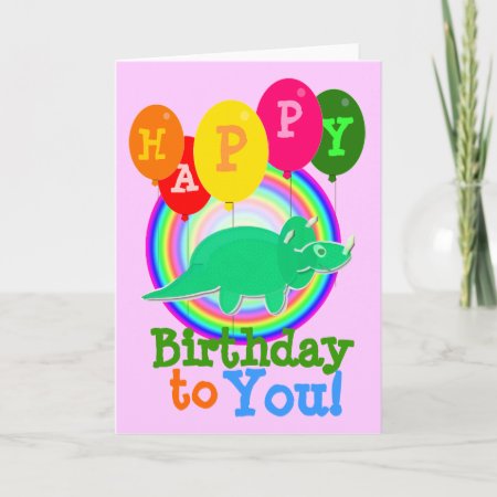 Happy Birthday To You Green Cartoon Dinosaur Card