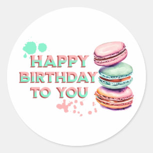 Happy Birthday To You Macaron Classic Round Sticker