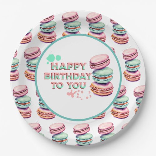 Happy Birthday To You  Macaron Paper Plates