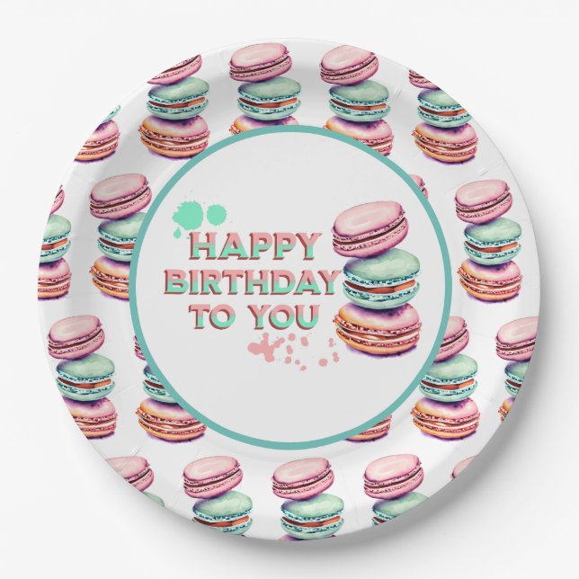 Happy Birthday To You | Macaron Paper Plates (Front)