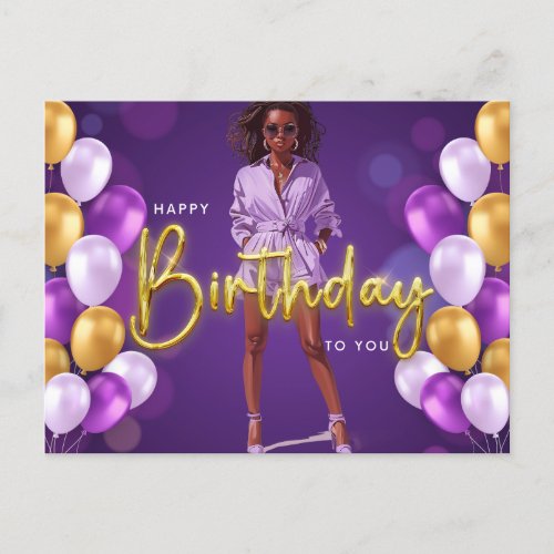 Happy Birthday To You Melanin Sista Black Queen  Holiday Postcard