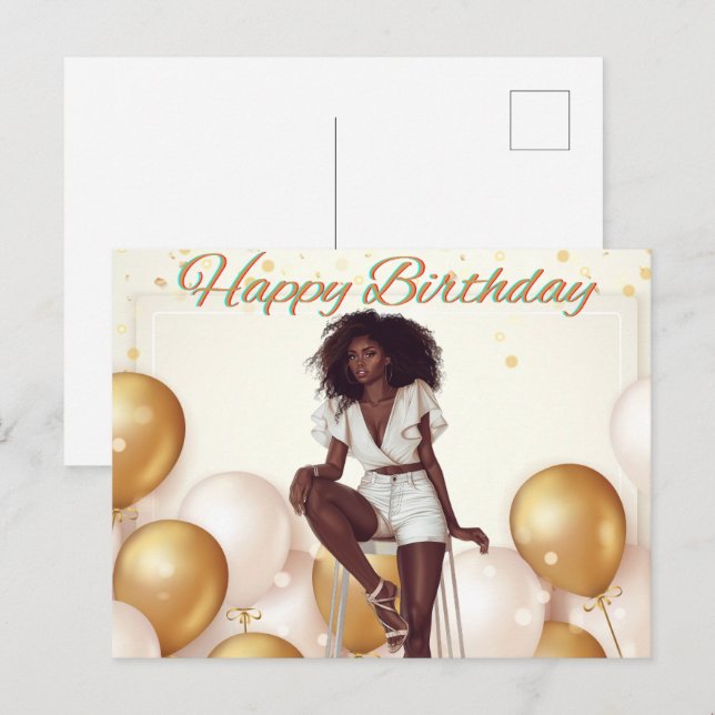 Happy Birthday To You Melanin Sista Black Queen  Postcard (Front/Back)