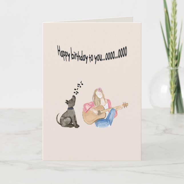 Happy Birthday to you...ooo...ooo Dog Singing Card (Front)