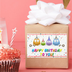 Happy Birthday to You, Owls,  Rectangular Sticker