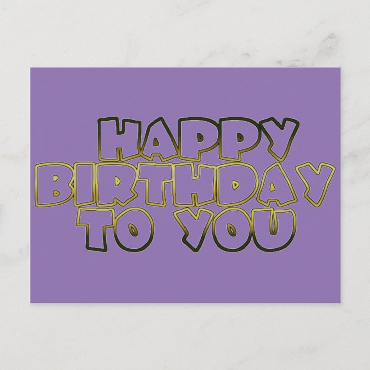 Happy Birthday To You Pale Purple Gold Typography Postcard | Zazzle