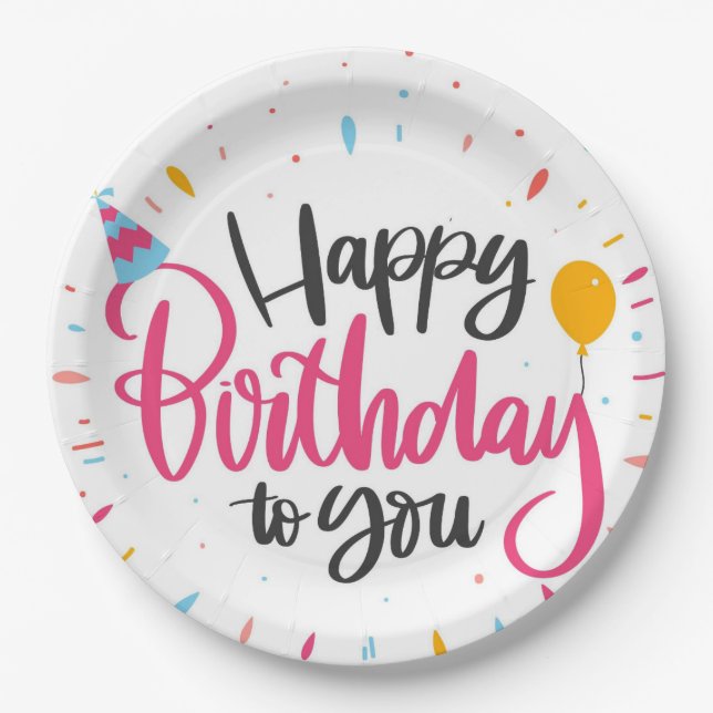 Happy Birthday To You Paper Plates (Front)