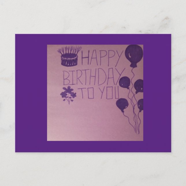Happy birthday to you purple flowers ball Postcard (Front)