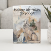Happy Birthday to you Wolf Howling Watercolor
