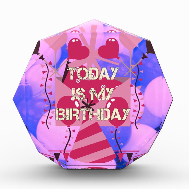 Happy Birthday Today is my Birthday Blue Balloons Award (Front)