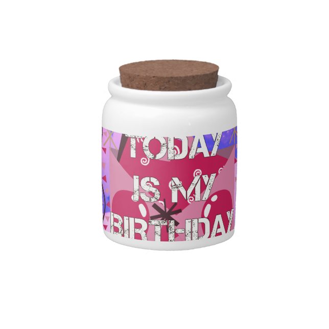 Happy Birthday Today is my Birthday Blue Balloons Candy Jar (Front)