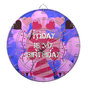 Happy Birthday Today is my Birthday Blue Balloons Dart Board