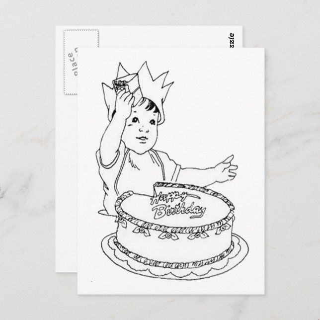 Happy Birthday Toddler Color It Postcard (Front/Back)