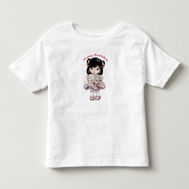 Happy Birthday Toddler T-Shirts for Baby  Girls. (Front)