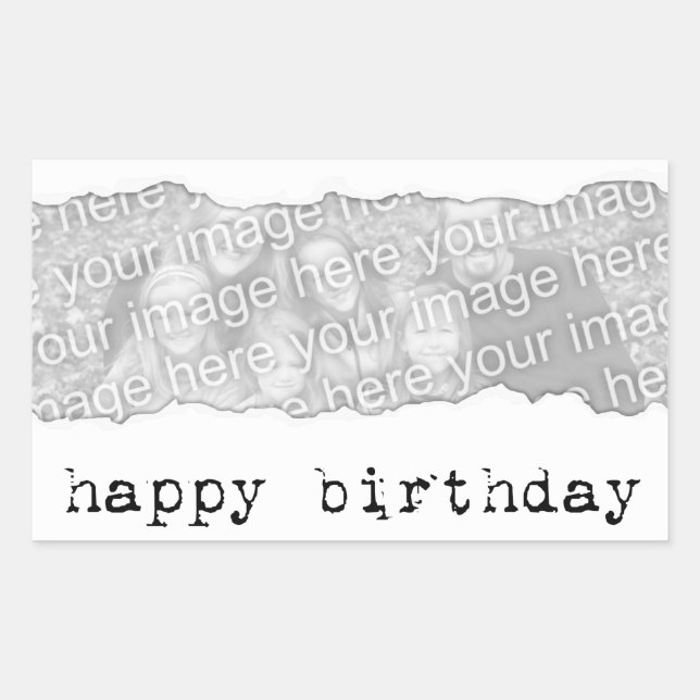 happy birthday (torn paper) rectangular sticker (Front)
