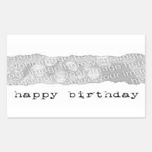 happy birthday (torn paper) rectangular sticker