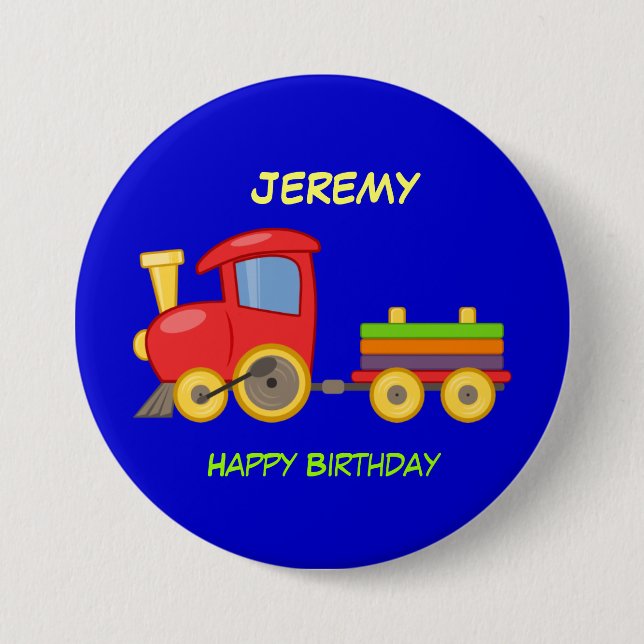 Happy Birthday, Toy Train, template Button (Front)