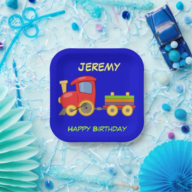 Happy Birthday, Toy Train, template Paper Plates (Party)