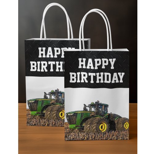 Happy Birthday Tractor Farm Equipment Agriculture Medium Gift Bag