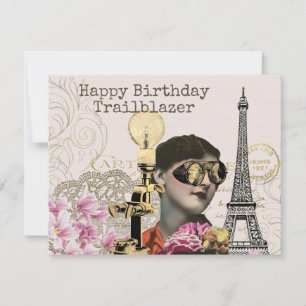 Happy Birthday Trailblazer Steampunk Vintage Card