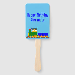Happy Birthday Train and Name Hand Fan