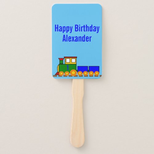 Happy Birthday Train and Name  Hand Fan