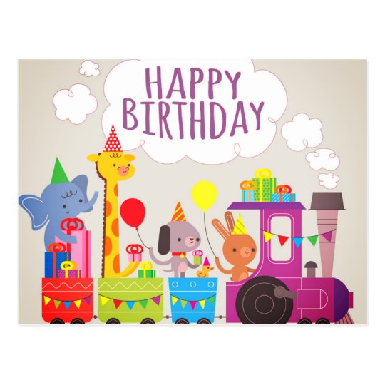 Happy Birthday Train Postcard | Zazzle.com