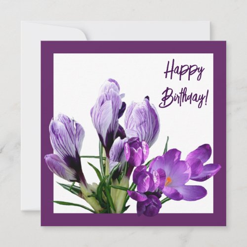 Happy Birthday trendy purple floral beautiful cute Card