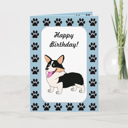 Happy Birthday Tricolor Corgi Card