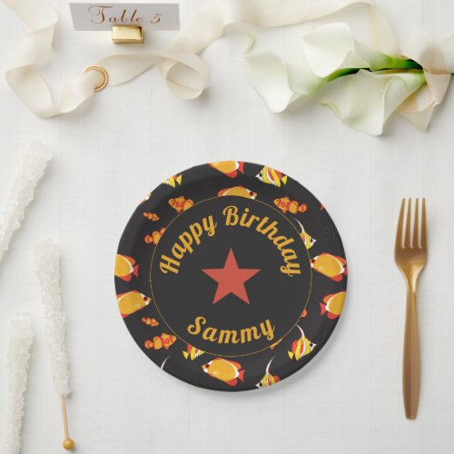 Happy Birthday Tropical Fish Paper Plates