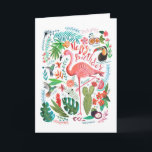 Happy Birthday Tropical Flamingo & Jungle Birds Card<br><div class="desc">Celebrate a birthday with this vibrant tropical illustration featuring a graceful pink flamingo surrounded by lush jungle plants, colorful flowers, and exotic birds. Playful details like hummingbirds, a toucan, cactus, tropical fruit, and leafy greenery create a lively and cheerful design. The bright “Happy Birthday” lettering and nature-inspired artwork make this...</div>