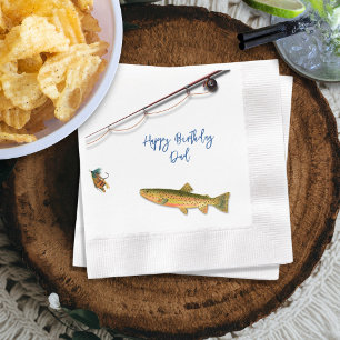 Happy Birthday Trout Fish Adult Party Napkins