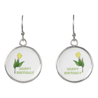 Happy Birthday Tulip Ear Rings Earrings