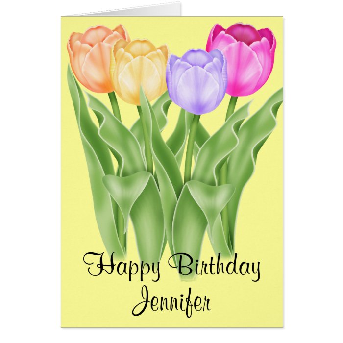 Happy Birthday Tulip Flowers Greeting Cards
