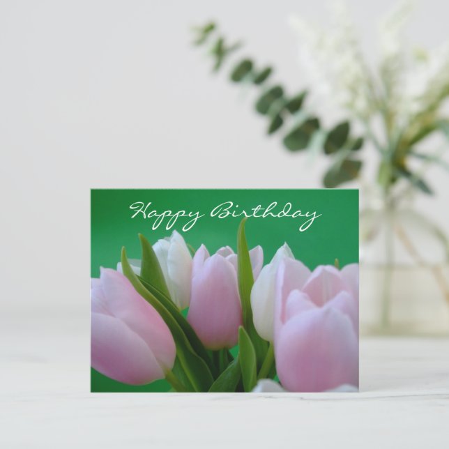 Happy Birthday - Tulips Postcard (Standing Front)