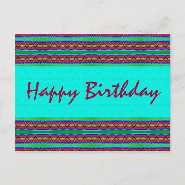 Happy Birthday turquoise red Postcard (Front)