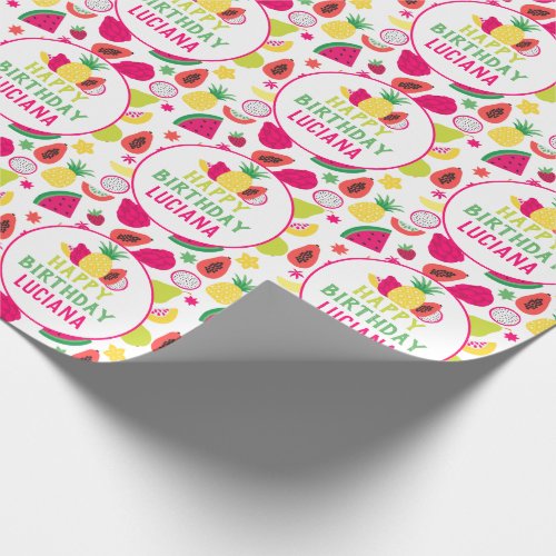 Happy Birthday Tutti Frutti Fruit Birthday Party Wrapping Paper