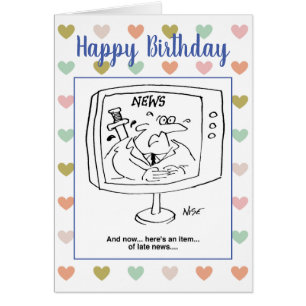 Happy Birthday TV Newsreader Joke Cards