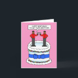 Happy Birthday Twin Brother African American Men Card<br><div class="desc">A cartoon of two african american males standing on top of a cake. One of the men is saying 'happy birthday to my twin brother'.</div>