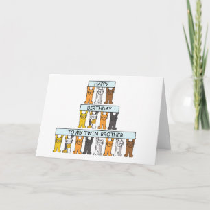 Happy Birthday Twin Brother Cute Cats. Card