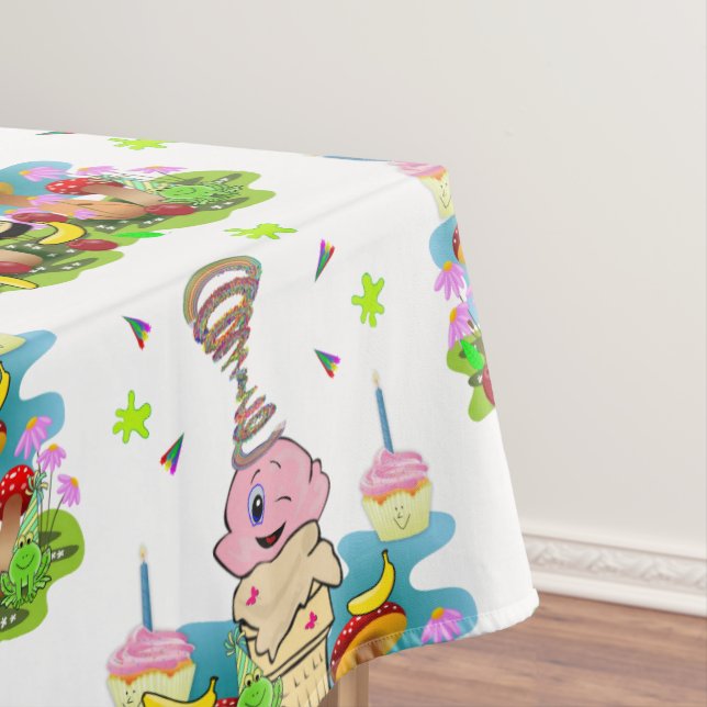 Happy Birthday Twin Tablecloth Confetti Cupcake  (In Situ)